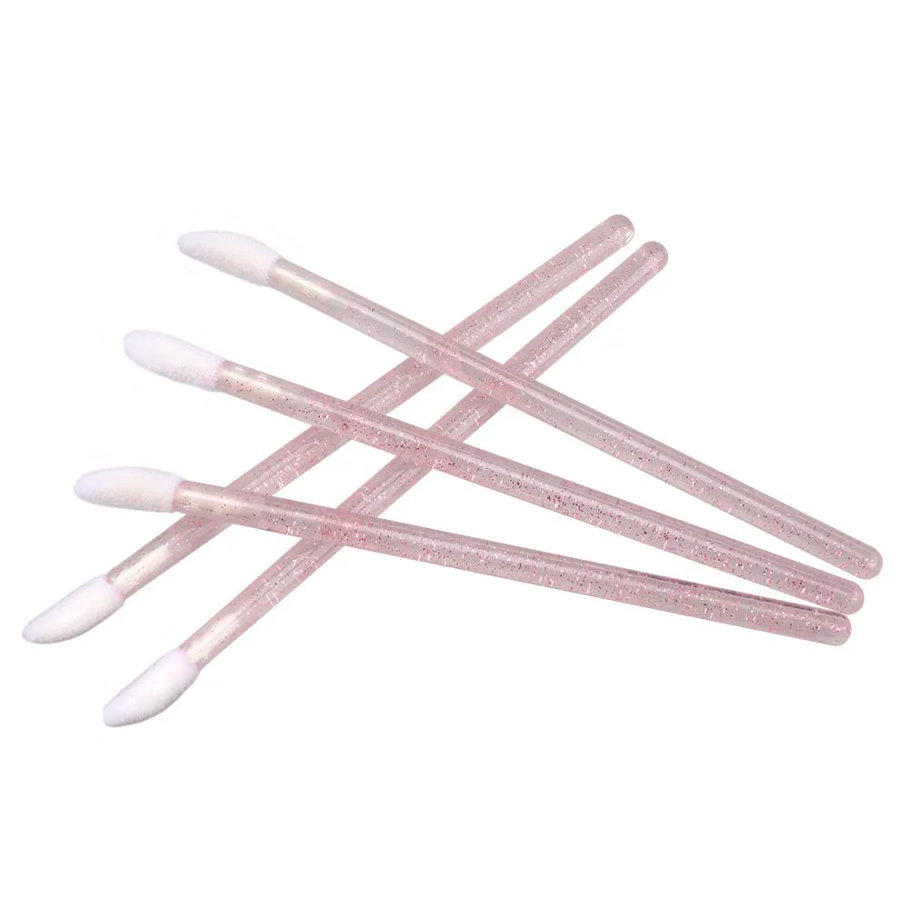 100PCS Glitter Crystal Lip Brush, Disposable Lip Brushes Lip Gloss Applicators Lipstick Gloss Wands Applicator Perfect Makeup Tool Kits (Pink) Pink