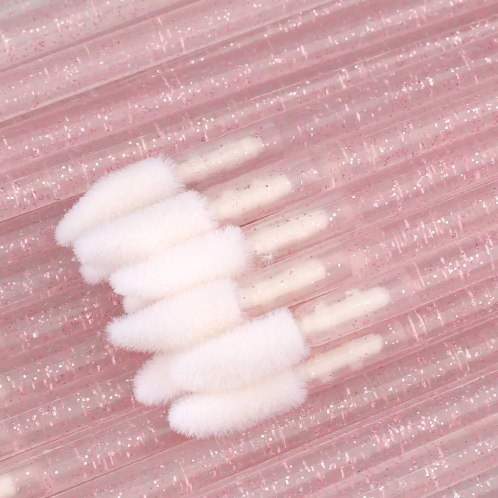 100PCS Glitter Crystal Lip Brush, Disposable Lip Brushes Lip Gloss Applicators Lipstick Gloss Wands Applicator Perfect Makeup Tool Kits (Pink) Pink