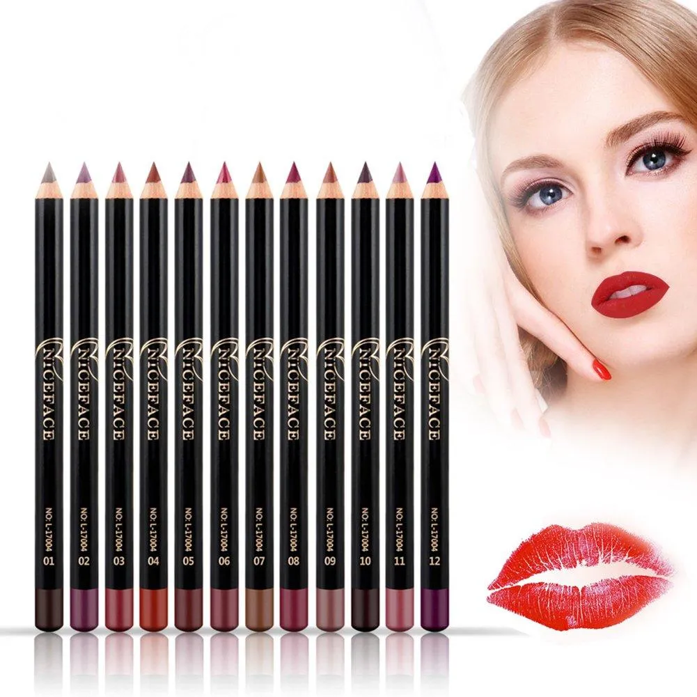12pcs/set NICEFACE Waterproof Long-lasting Lip Liner Pencil Lipliner Pen Makeup Cosmetic