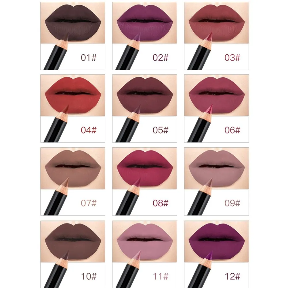 12pcs/set NICEFACE Waterproof Long-lasting Lip Liner Pencil Lipliner Pen Makeup Cosmetic