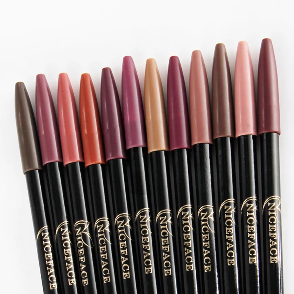 12pcs/set NICEFACE Waterproof Long-lasting Lip Liner Pencil Lipliner Pen Makeup Cosmetic