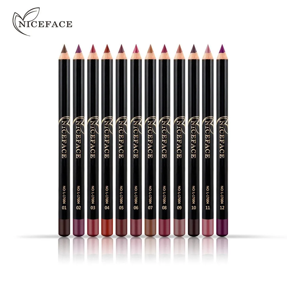 12pcs/set NICEFACE Waterproof Long-lasting Lip Liner Pencil Lipliner Pen Makeup Cosmetic