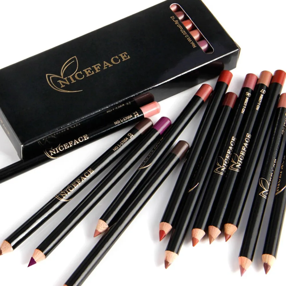 12pcs/set NICEFACE Waterproof Long-lasting Lip Liner Pencil Lipliner Pen Makeup Cosmetic