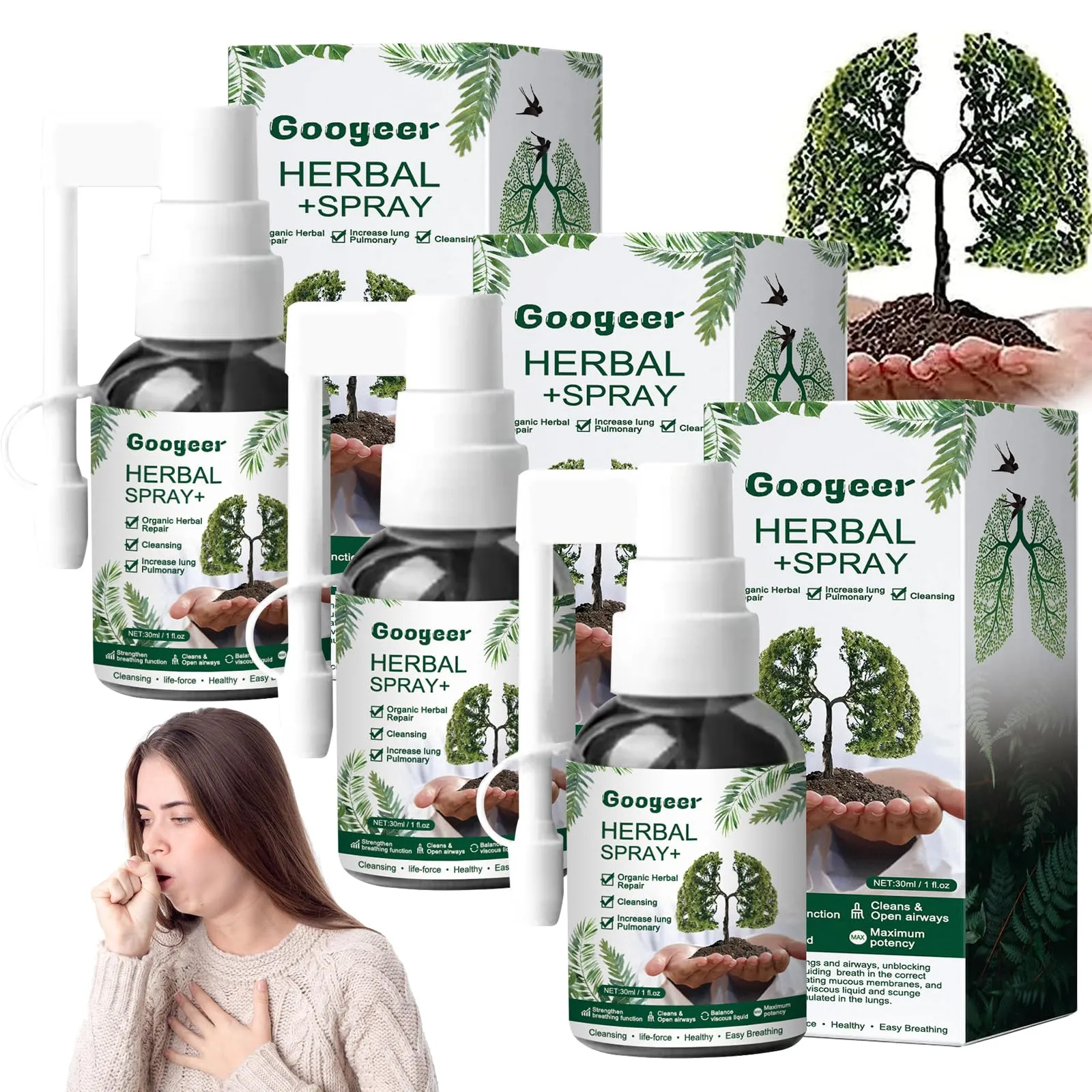 3 Pcs Lung Cleansing Respinature Herbal Spray Cleansing Lung Lung Spray Respi Nature Herbal Spray Herbal Lung Cleansing Spray Herbal Lung Cleanse Lungwort Lungwort Nasal Spray