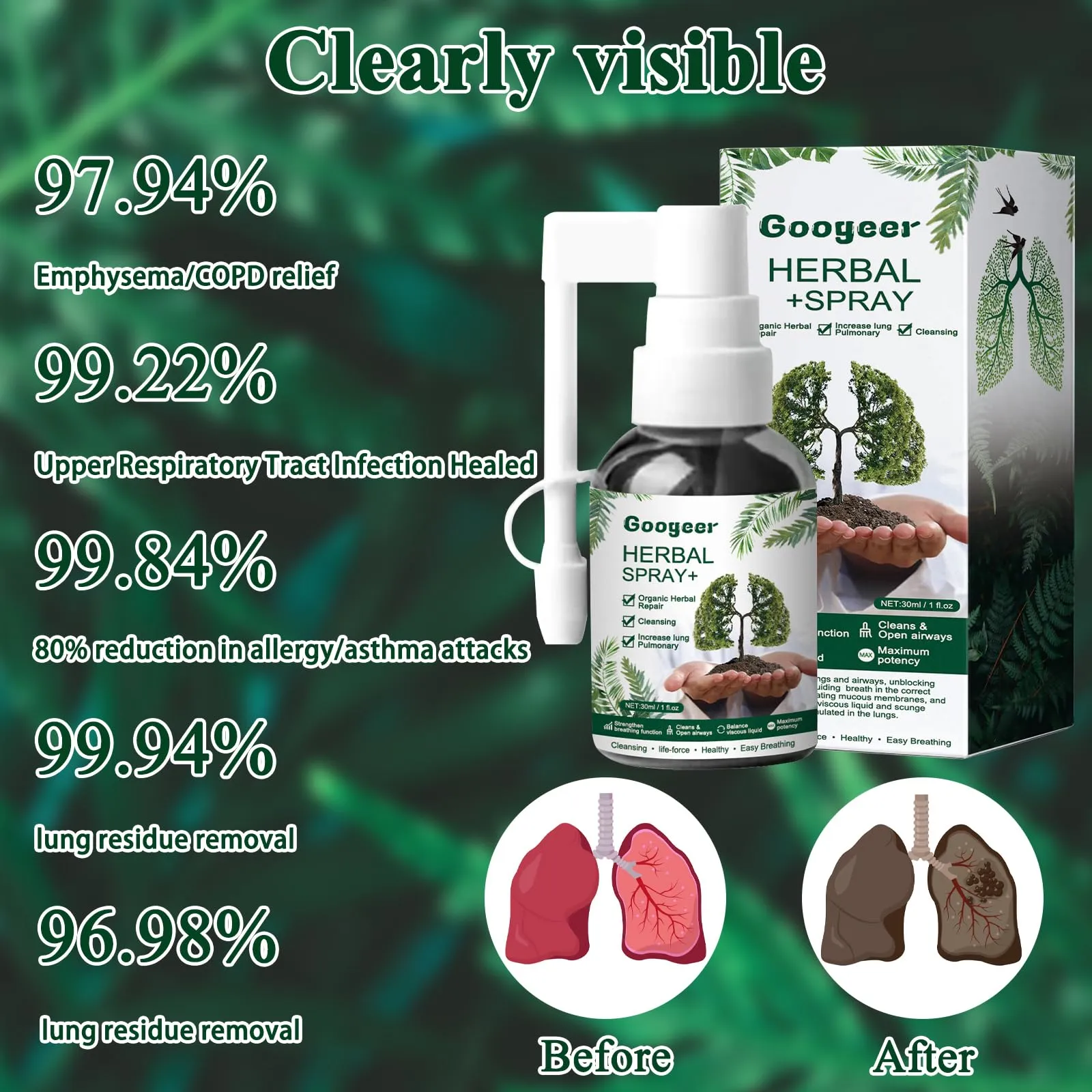 3 Pcs Lung Cleansing Respinature Herbal Spray Cleansing Lung Lung Spray Respi Nature Herbal Spray Herbal Lung Cleansing Spray Herbal Lung Cleanse Lungwort Lungwort Nasal Spray