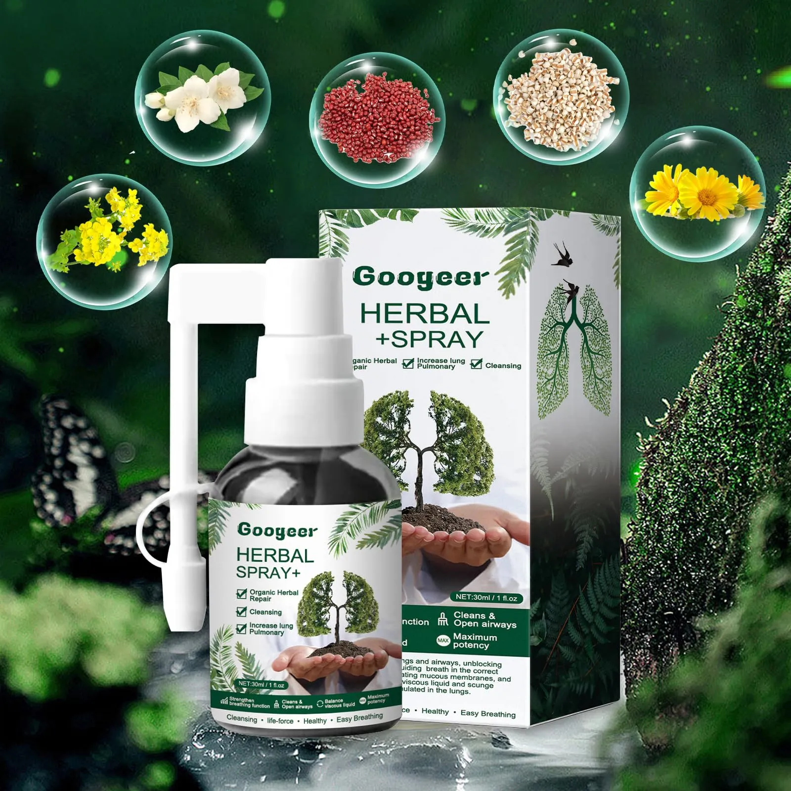 3 Pcs Lung Cleansing Respinature Herbal Spray Cleansing Lung Lung Spray Respi Nature Herbal Spray Herbal Lung Cleansing Spray Herbal Lung Cleanse Lungwort Lungwort Nasal Spray