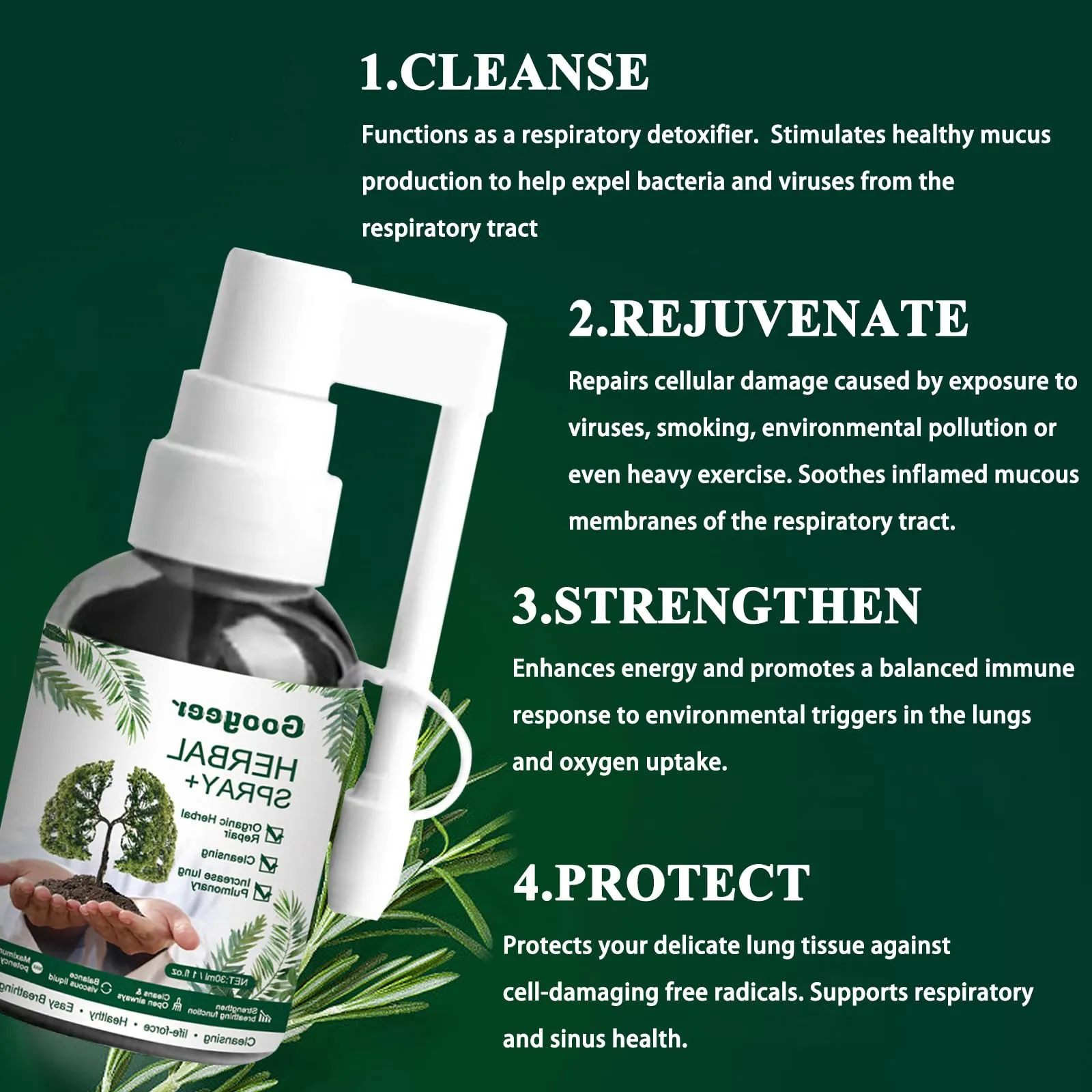 3 Pcs Lung Cleansing Respinature Herbal Spray Cleansing Lung Lung Spray Respi Nature Herbal Spray Herbal Lung Cleansing Spray Herbal Lung Cleanse Lungwort Lungwort Nasal Spray