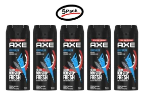 5 AXE Adrenalin Mens Deodorant Body Spray, 150ml (5 Pack)