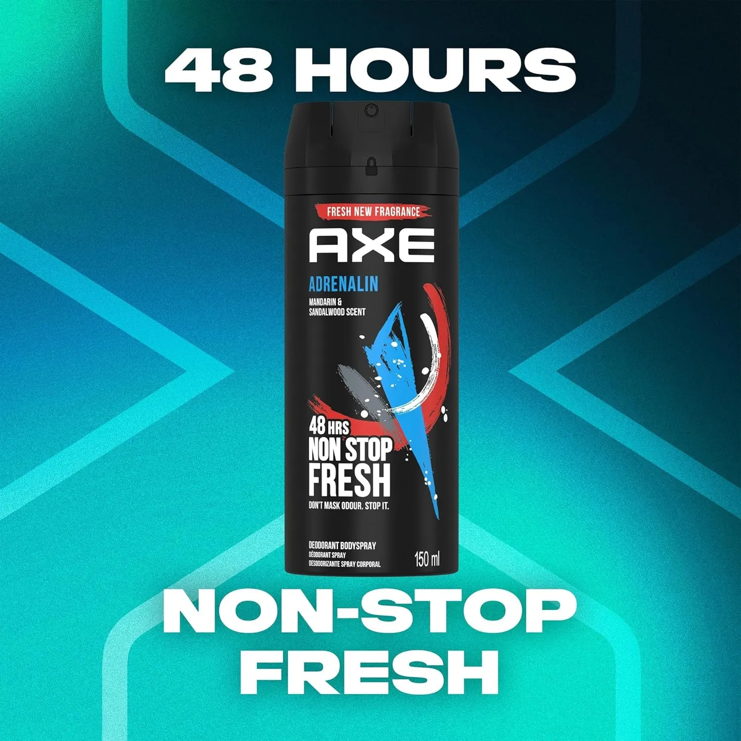 5 AXE Adrenalin Mens Deodorant Body Spray, 150ml (5 Pack)
