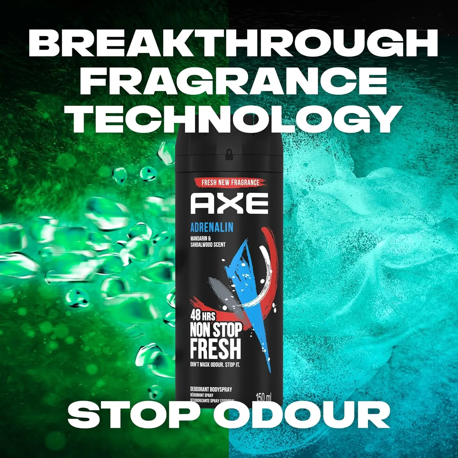 5 AXE Adrenalin Mens Deodorant Body Spray, 150ml (5 Pack)
