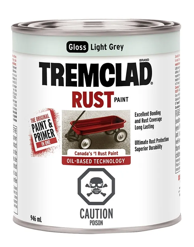 946mL Tremclad Rust Paint, Gloss Light Gray