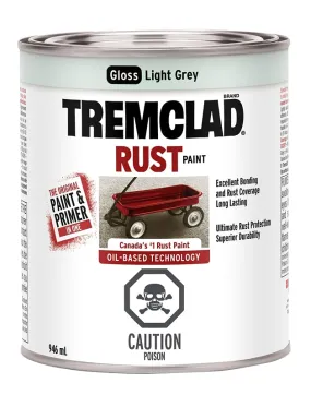 946mL Tremclad Rust Paint, Gloss Light Gray