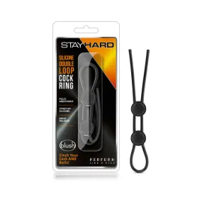 Blush Stay Hard Silicone Double Loop Cock Ring - Black