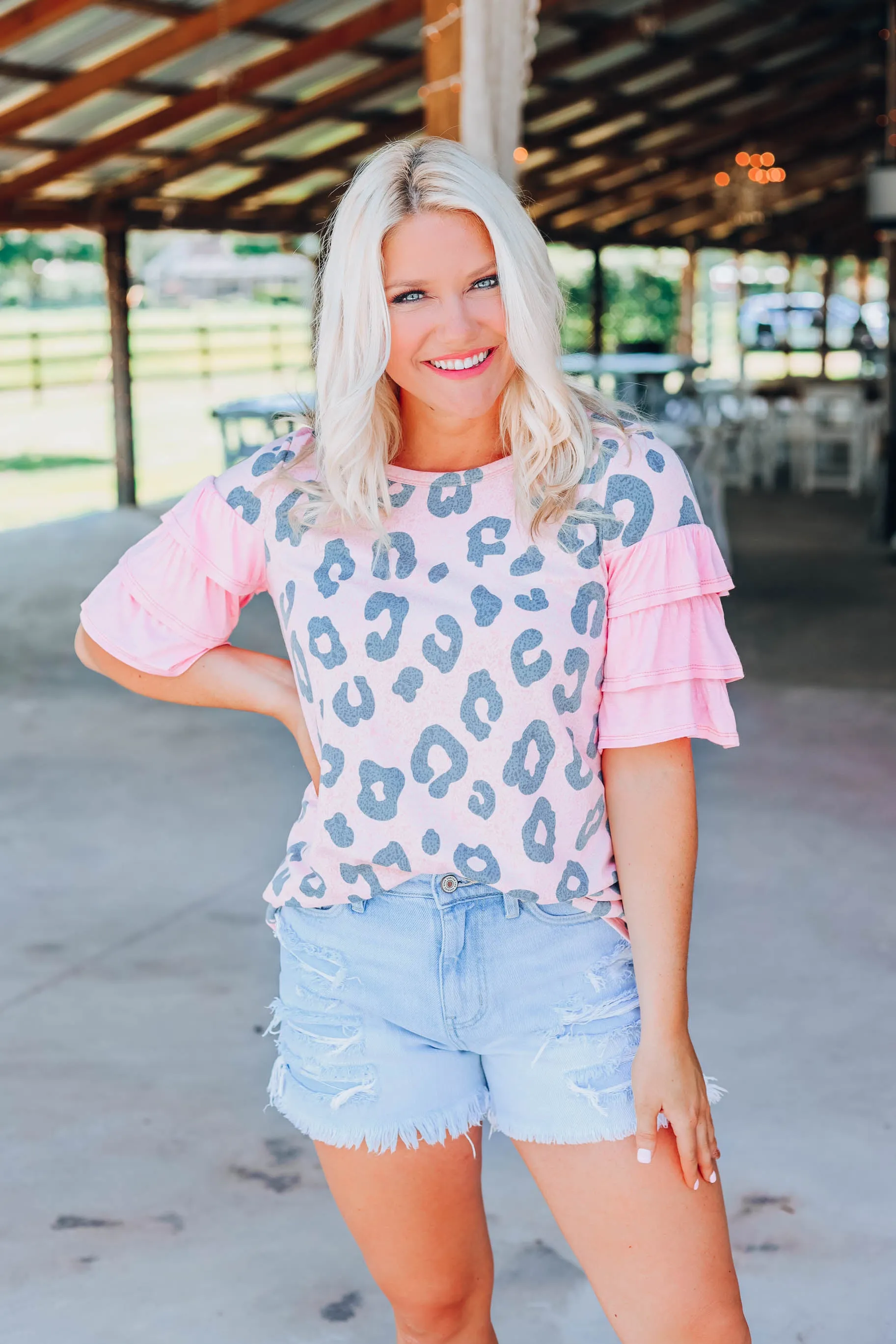 Blushing Leopard Top