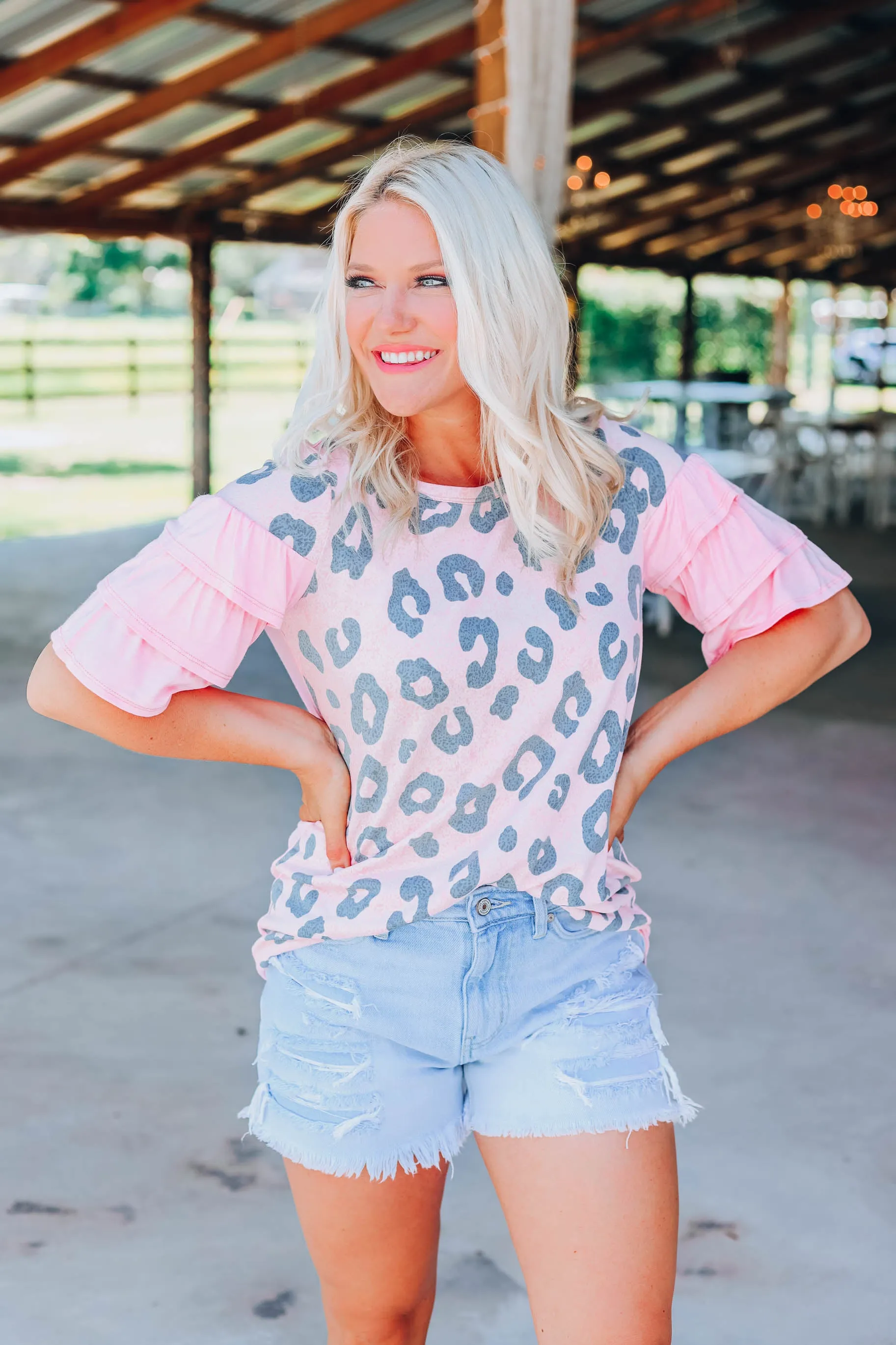 Blushing Leopard Top