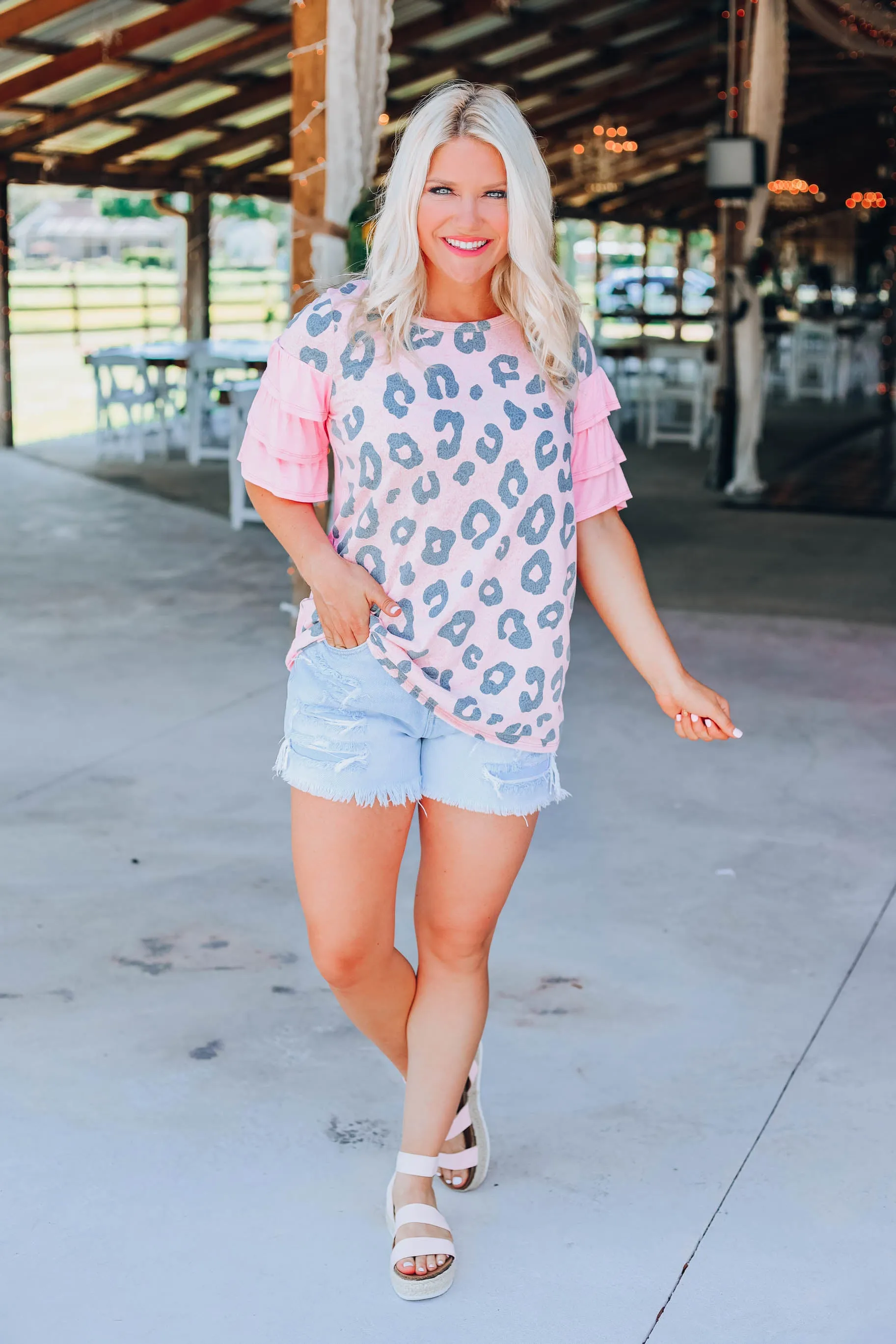 Blushing Leopard Top