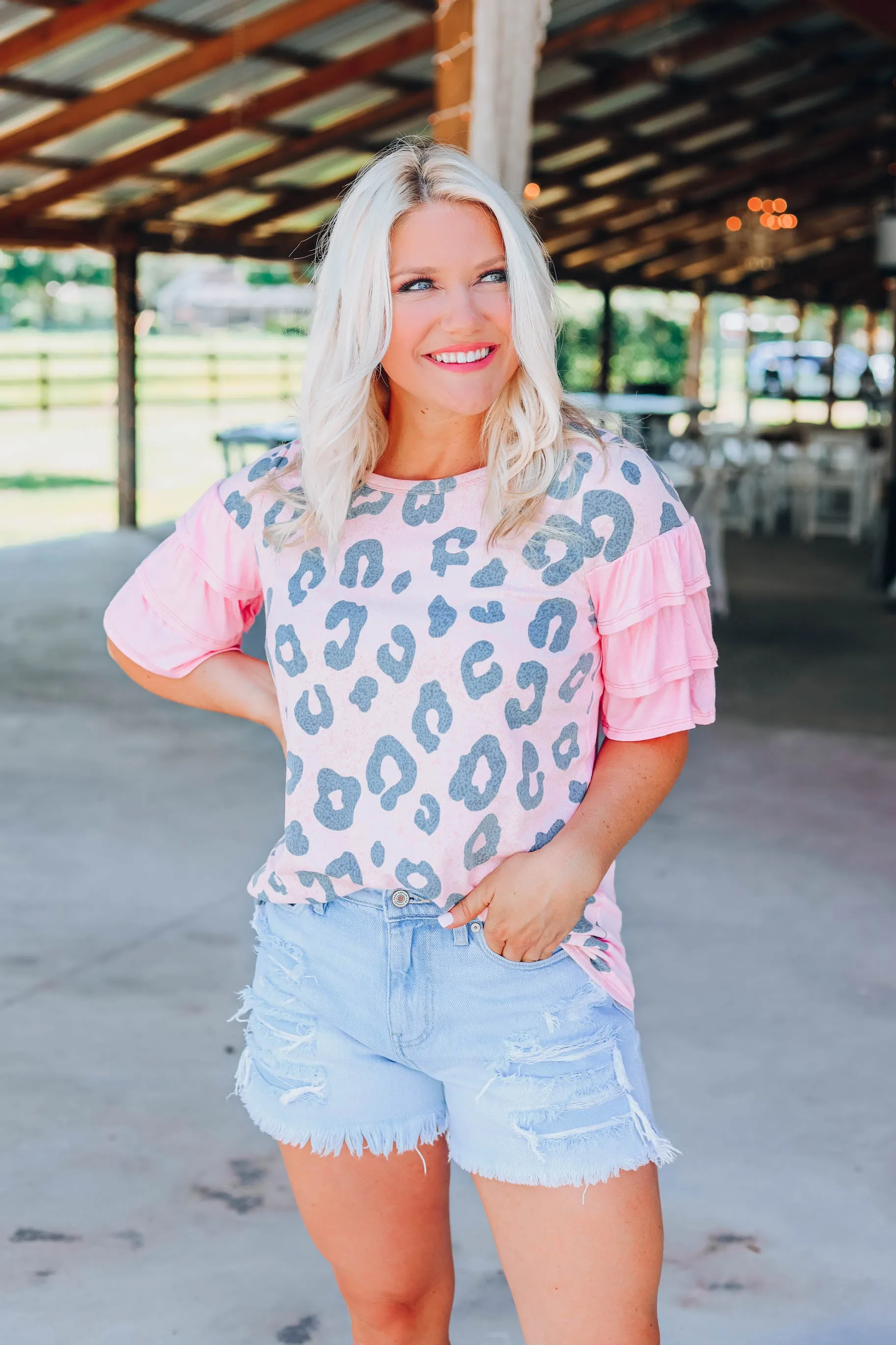 Blushing Leopard Top