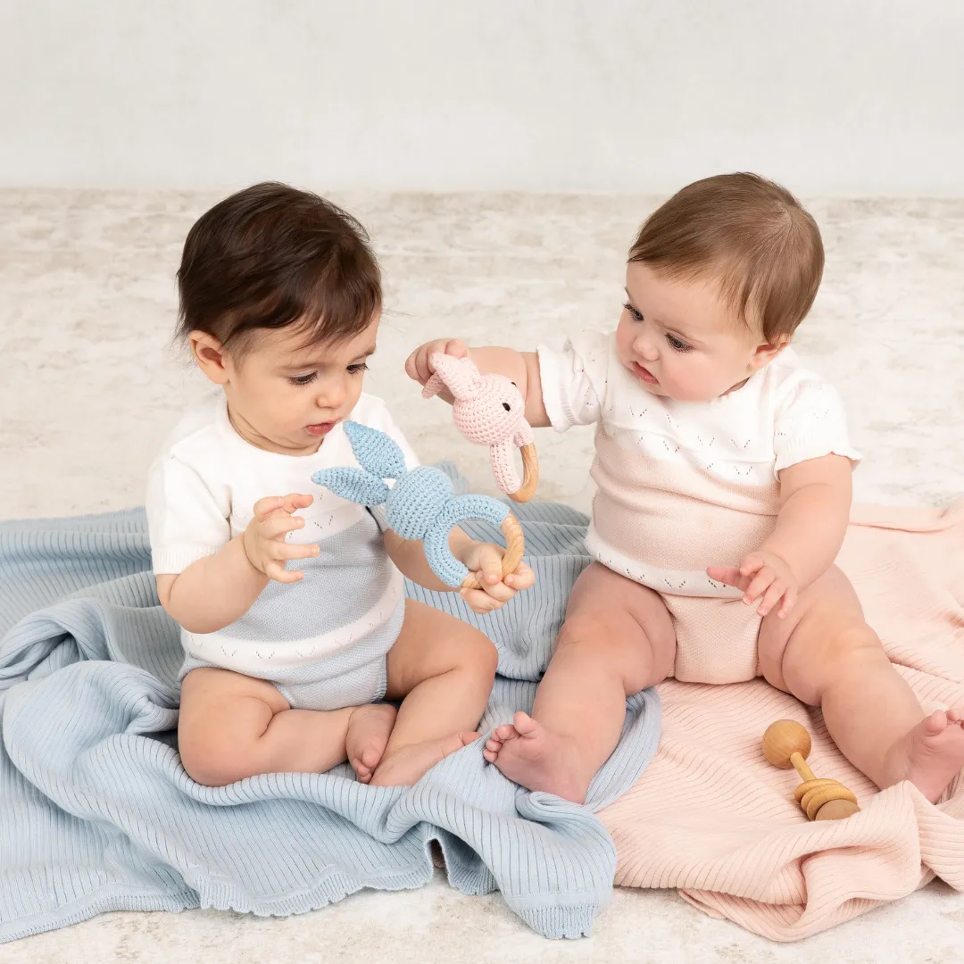 Boys Pointelle Contrast Knit Romper