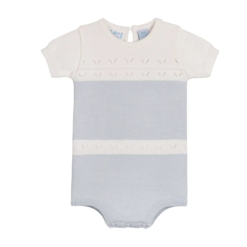 Boys Pointelle Contrast Knit Romper