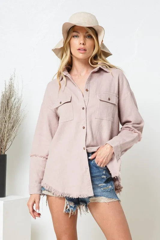 Frayed Hem Button Up
