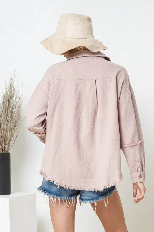 Frayed Hem Button Up
