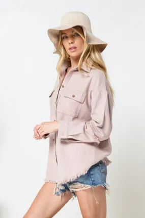 Frayed Hem Button Up