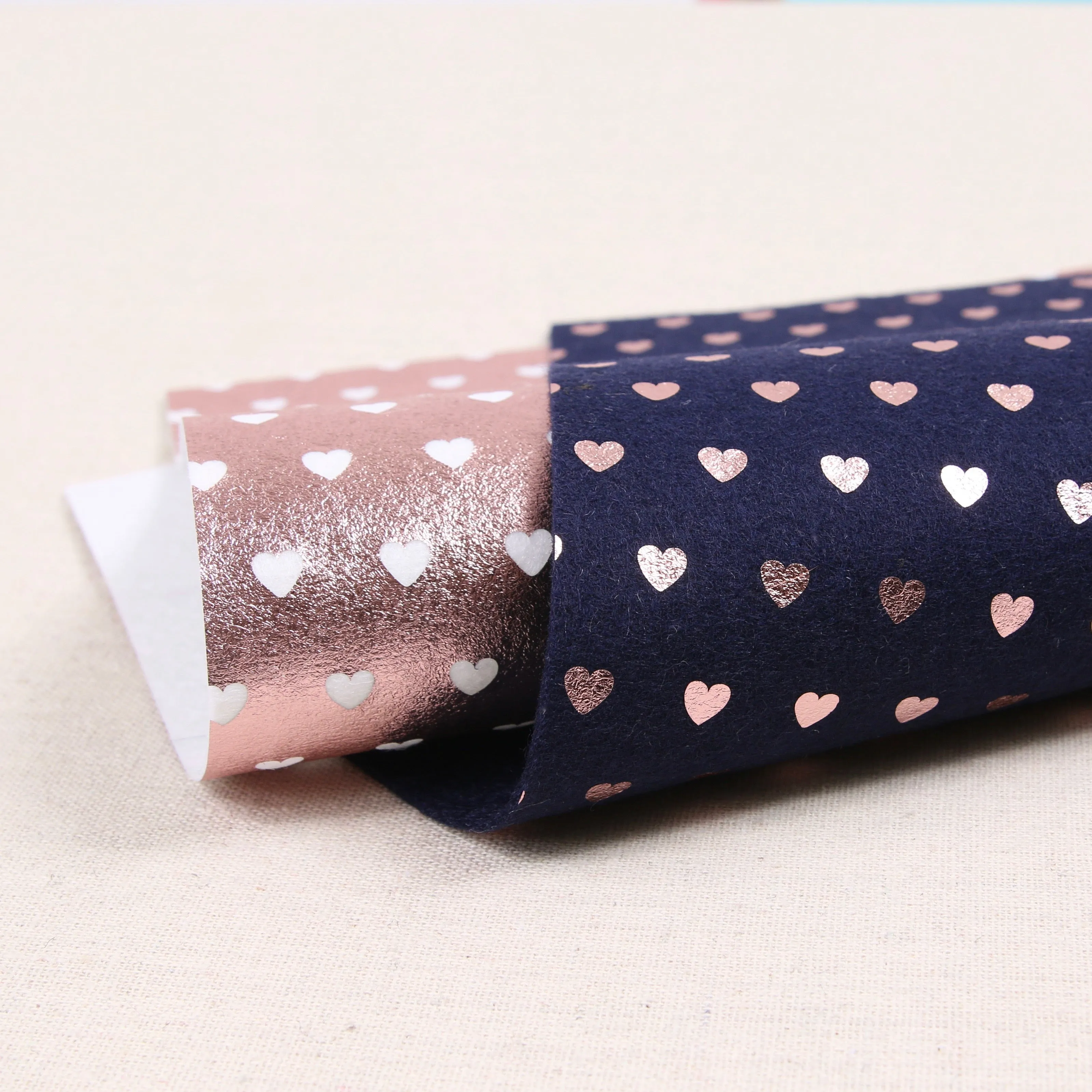 Metallic Blush Heart Felt