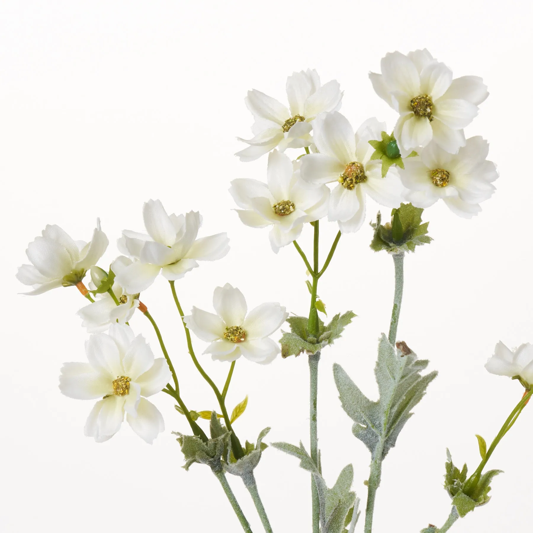 Natural White Mini Wildflower Cosmos Pick Single Long Stem Faux Floral Spray - 28"