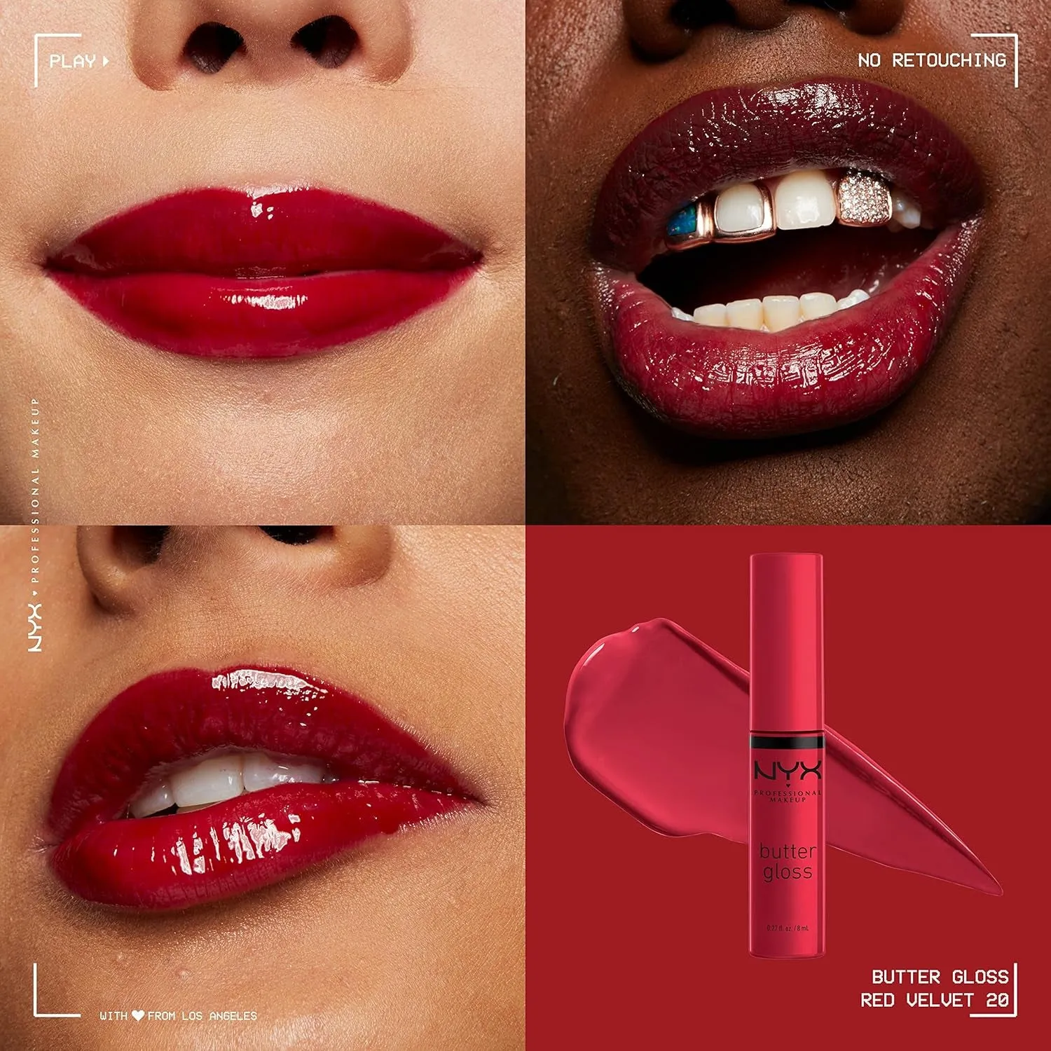 NYX Butter Gloss Non-Sticky Lip Gloss Red Velvet Deep Red & Tiramisu Brown