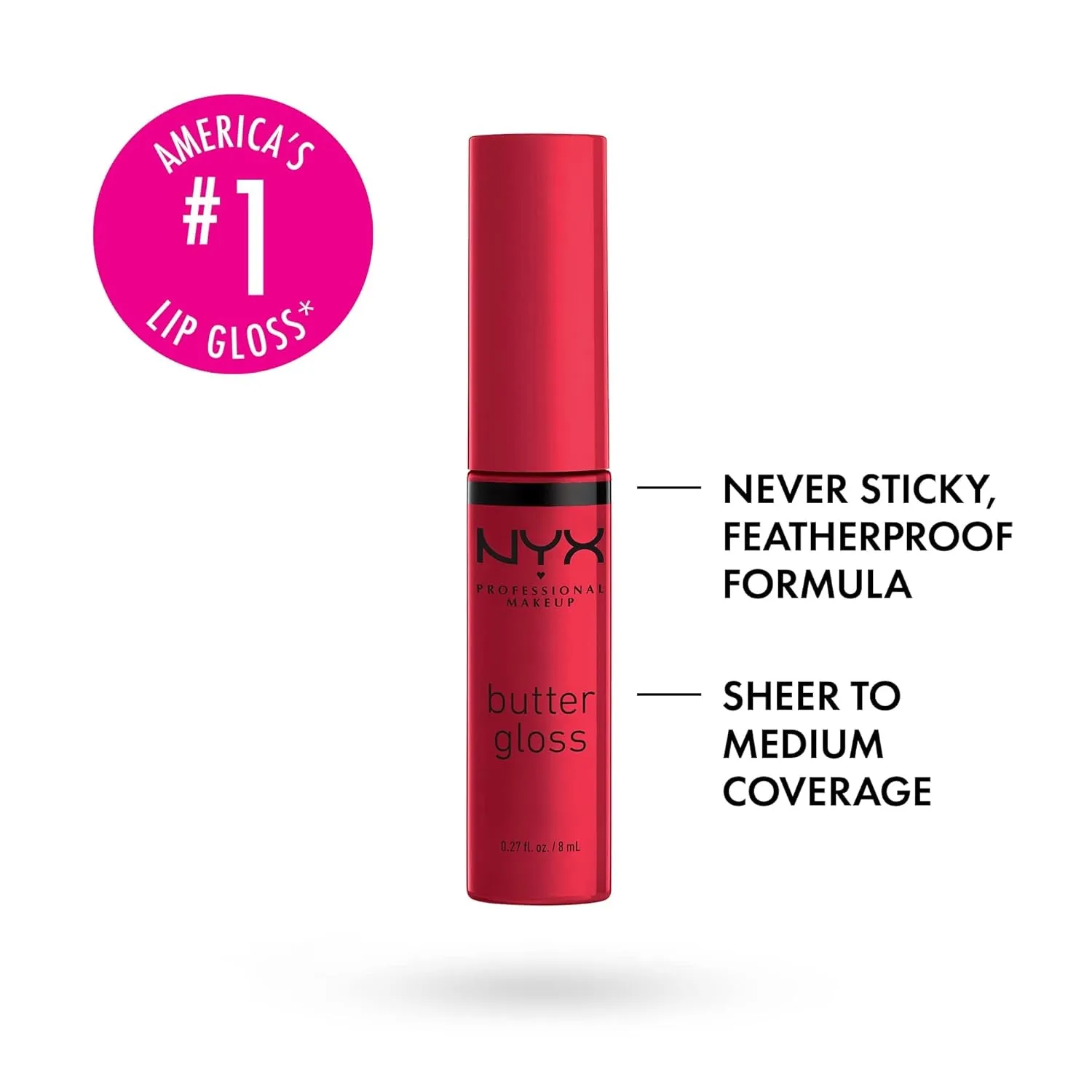NYX Butter Gloss Non-Sticky Lip Gloss Red Velvet Deep Red & Tiramisu Brown