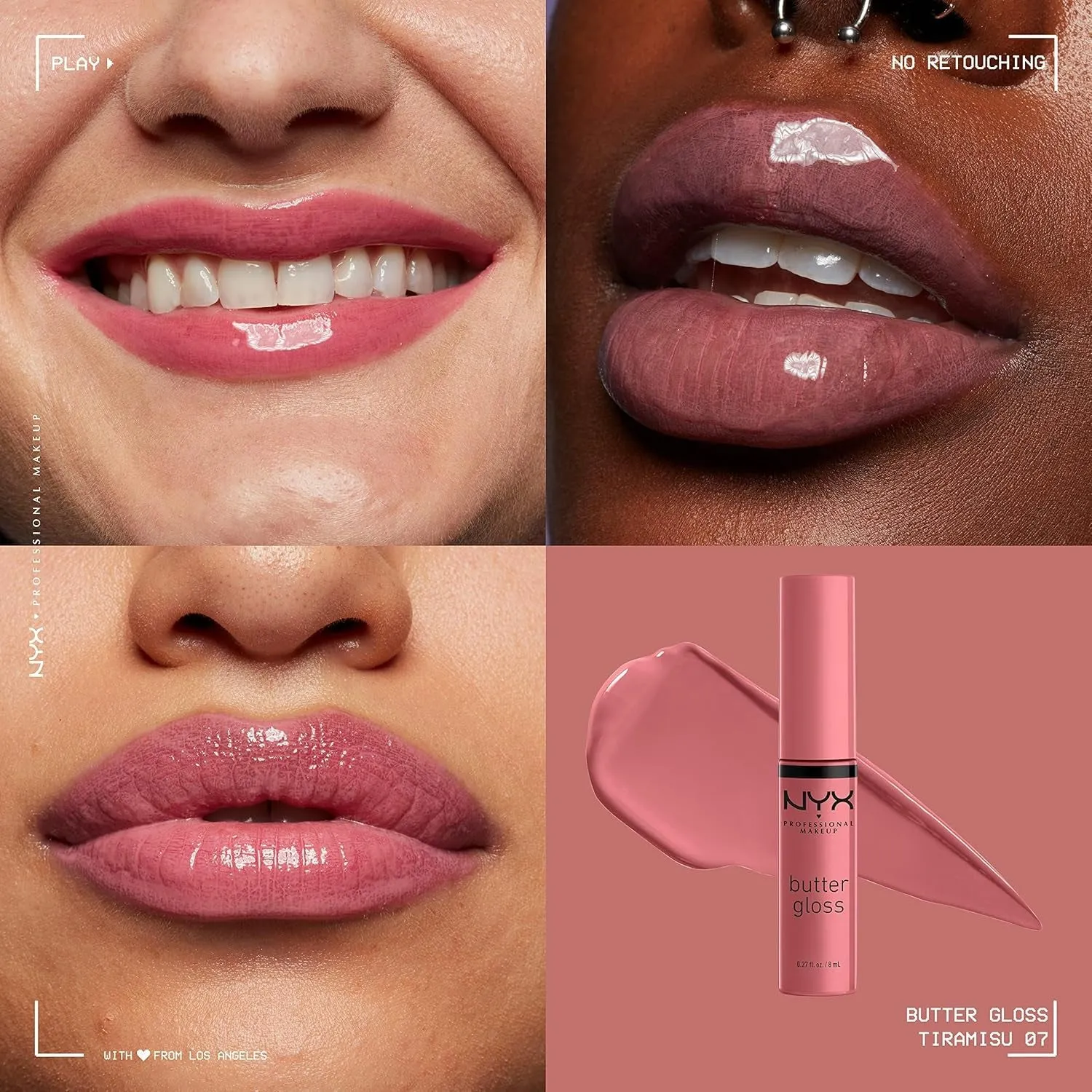 NYX Butter Gloss Non-Sticky Lip Gloss Red Velvet Deep Red & Tiramisu Brown