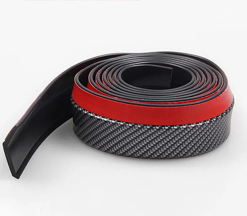Pinalloy 48MM Wide TPVC/PU/EPDM Rubber Soft Bending with Carbon Fiber Texture Universal Front Bumper Spoiler Lip 8.2 feet (2.5 meters)