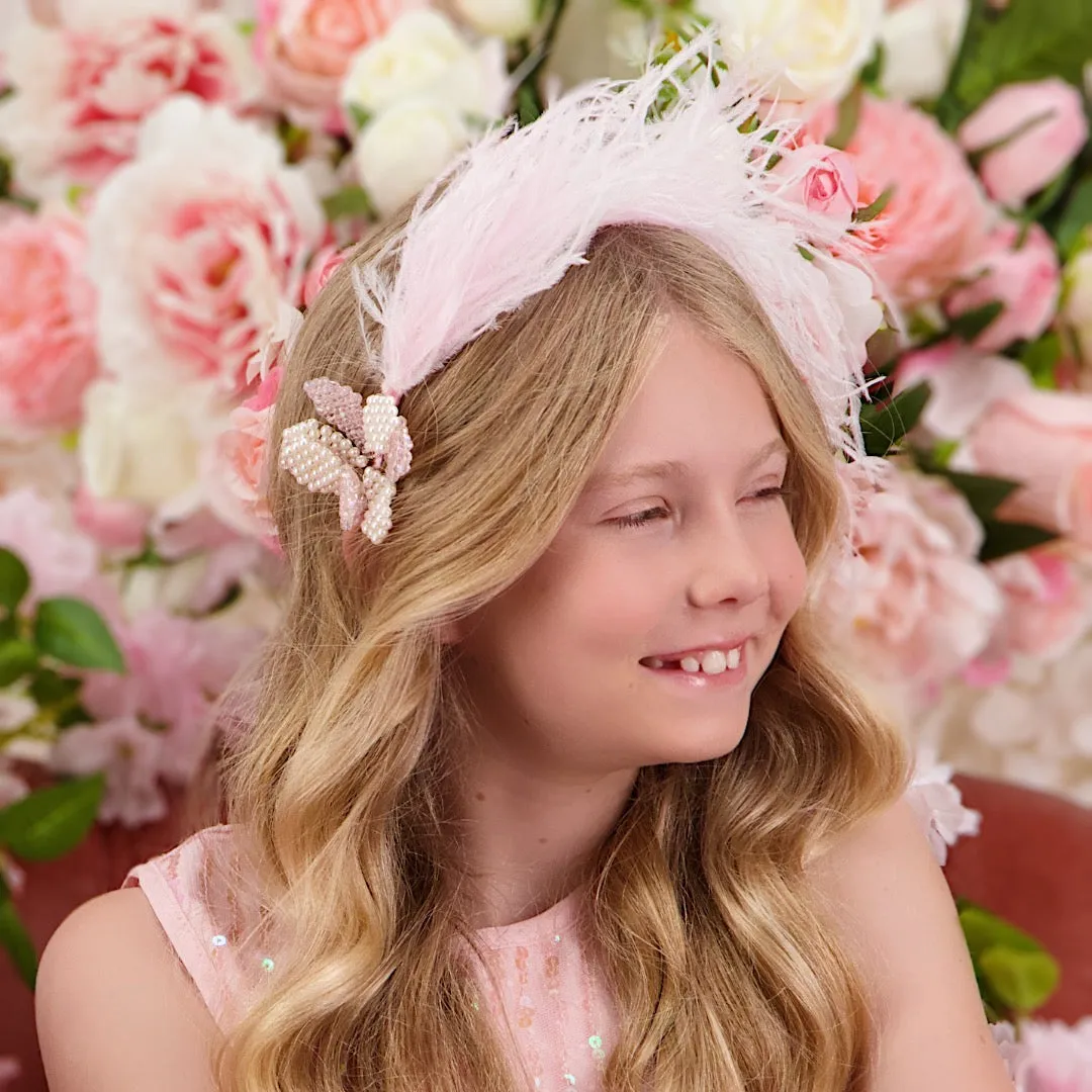 The Dina Crystal & Feather Girls Headband